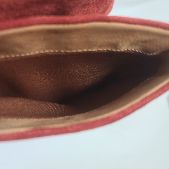 Andre Women’s Red Leather Suede Block Heel Boots Size 7.5 (38 Euro) - Picture 7 of 15